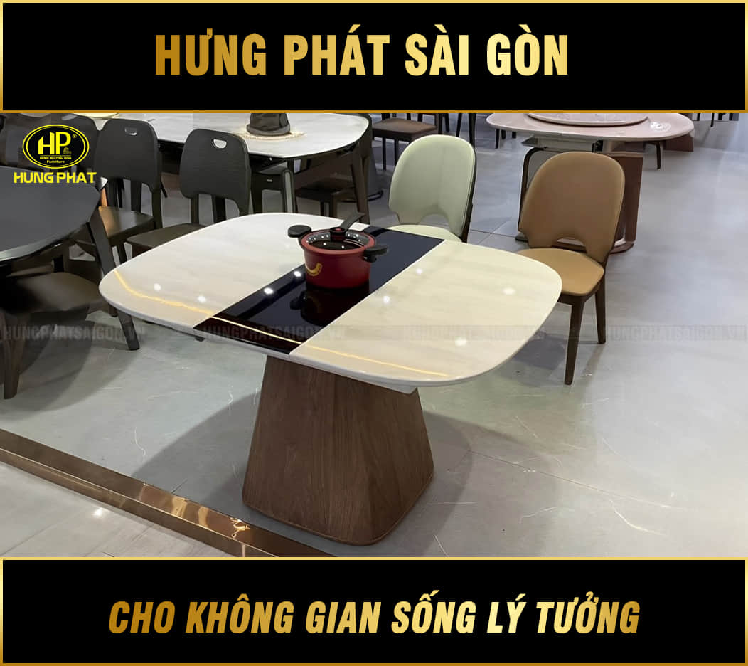 bàn ăn mặt đá mở rộng thông minh hc-803