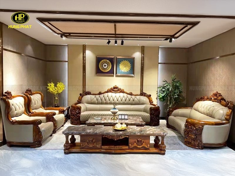bộ ghế sofa tân cổ điển gỗ mun sf-897
