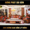 bộ sofa tân cổ điển gỗ mun da bò ý sf-8009 hưng phát sài gòn