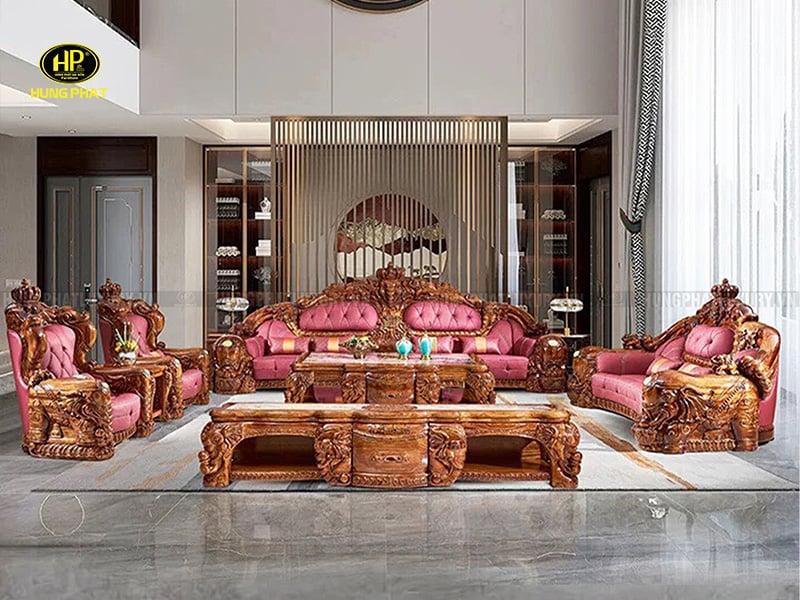 bộ sofa tân cổ điển gỗ mun đẳng cấp kw-9988