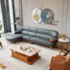 ghế sofa da bò ý gỗ mun hiện đại f012