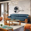 ghế sofa da bò ý họa tiết tay cá chép f018