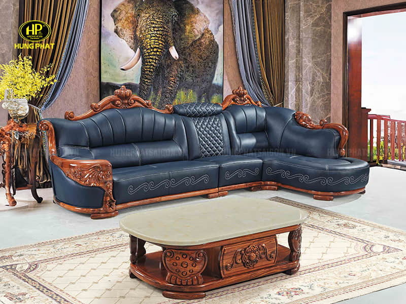ghế sofa tân cổ điển da bò tót tây ban nha cao cấp b-17