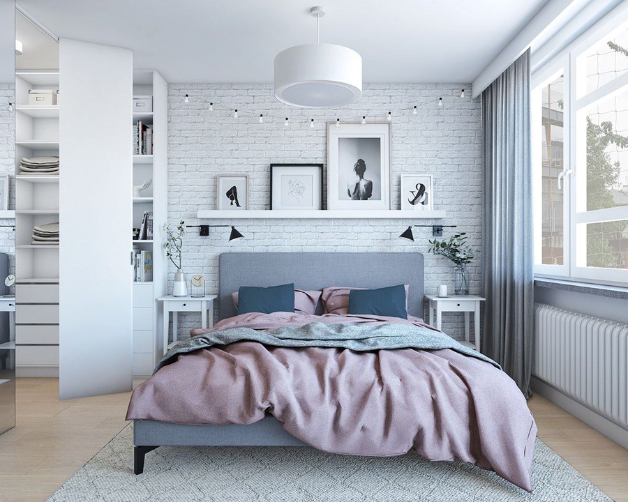 Nội thất phòng ngủ đẹp phong cách Scandinavian cho nhà ống