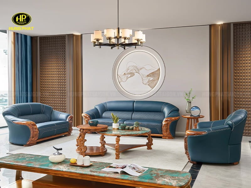 sofa băng da gỗ mun sang trọng f029