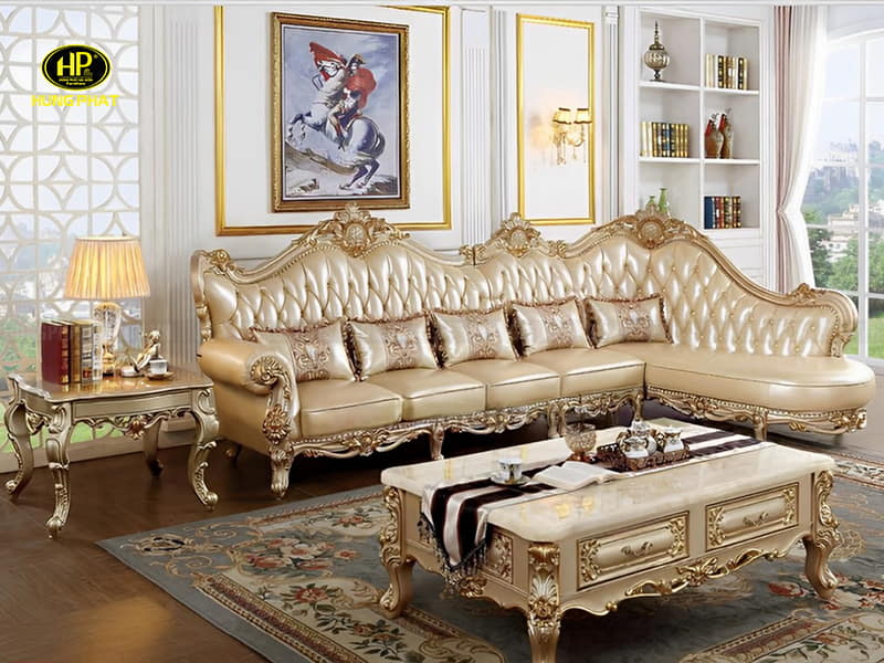 sofa da bò tân cổ điển cao cấp at-862g