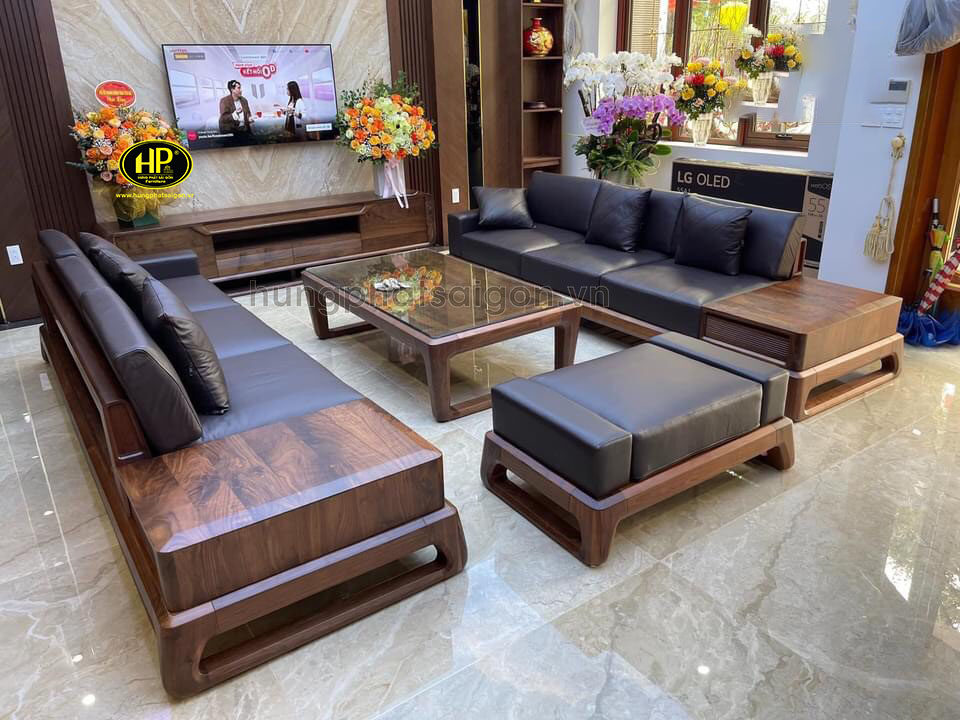 Sofa gỗ óc chó cao cấp HO-42