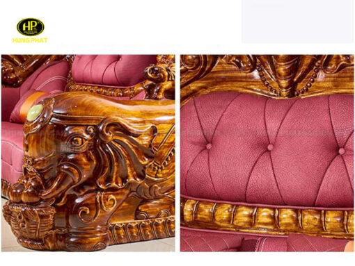 Sofa gỗ mun da bò ý KW-9988
