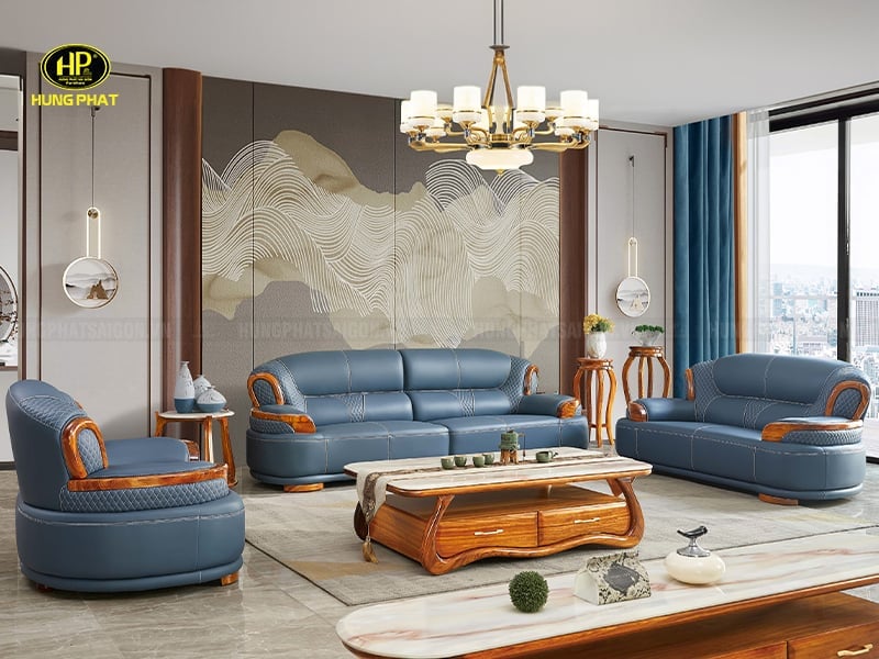 sofa gỗ mun nam phi hiện đại cao cấp f009