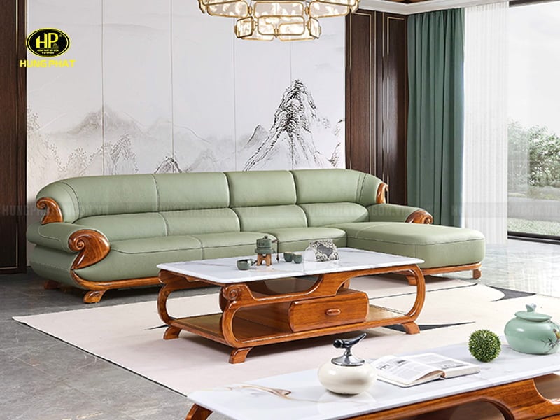 sofa góc gỗ mun nhập khẩu cao cấp wj131