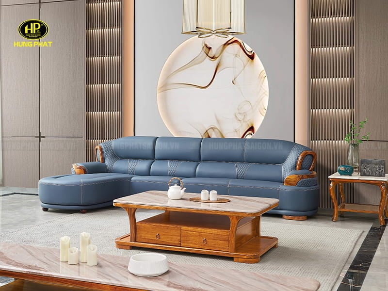 sofa góc l gỗ mun nam phi cao cấp f009-g