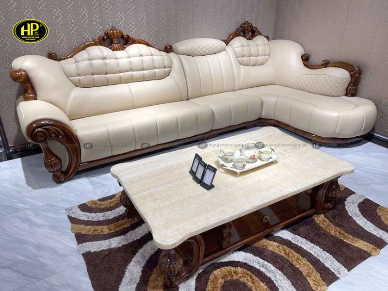 Sofa góc L KU-888 màu trắng kem