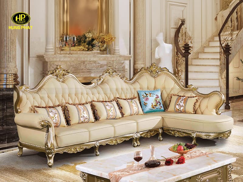 sofa góc tân cổ điển l-02b