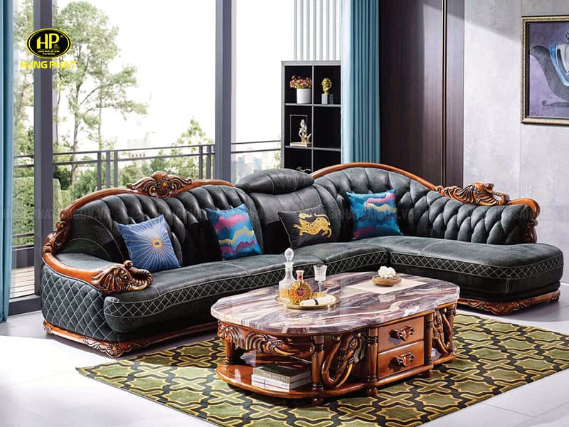 sofa tân cổ điển da bò nhập khẩu b8