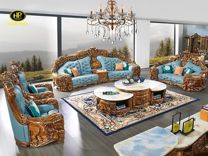 sofa tân cổ điển gỗ mun đẳng cấp thượng lưu a25