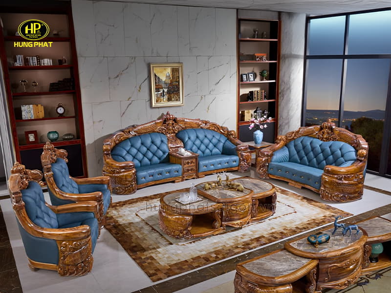 sofa tân cổ điển gỗ mun nam phi cao cấp m-a28