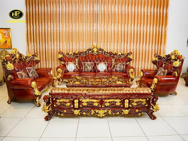 sofa tân cổ điển nhập khẩu dát vàng m-25-v