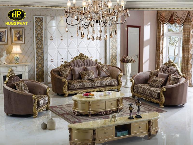 sofa tân cổ điển vải nỉ sang trọng tp-398