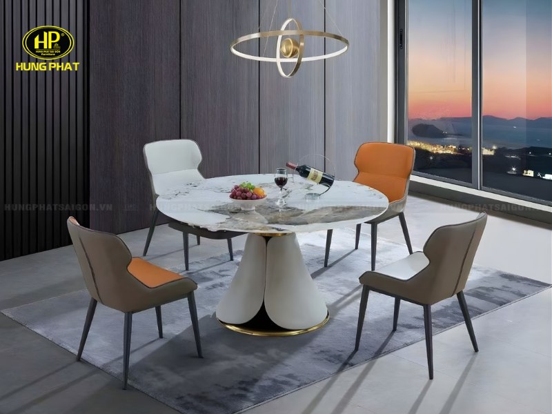 bộ bàn ăn đa năng mặt tròn gấp gọn ba-1038