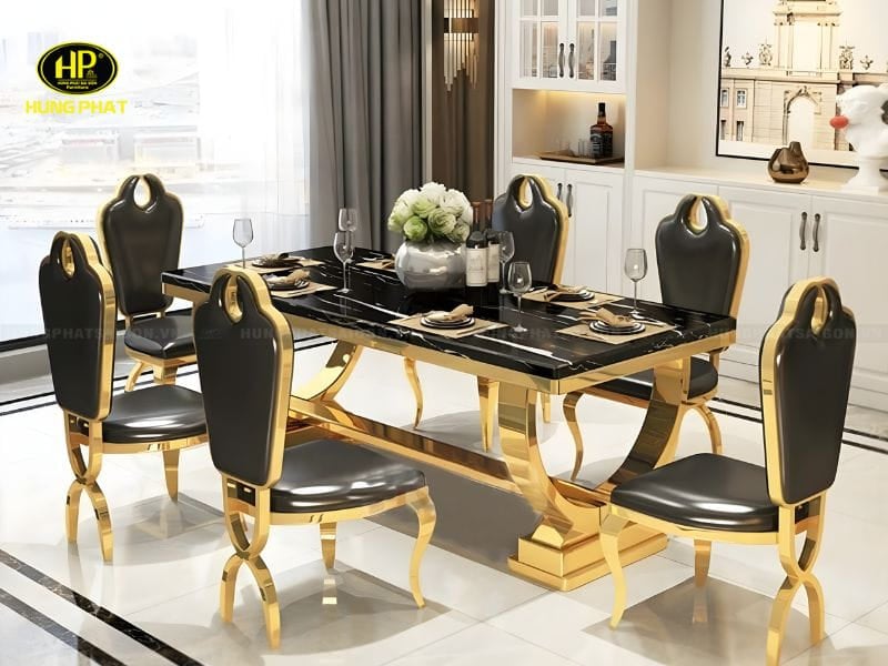 bộ bàn ăn victoria mạ vàng pvd đẳng cấp vp-116