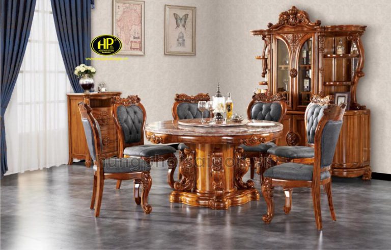 Bộ bàn ăn tân cổ điển 6 ghế cao cấp NK-E08
