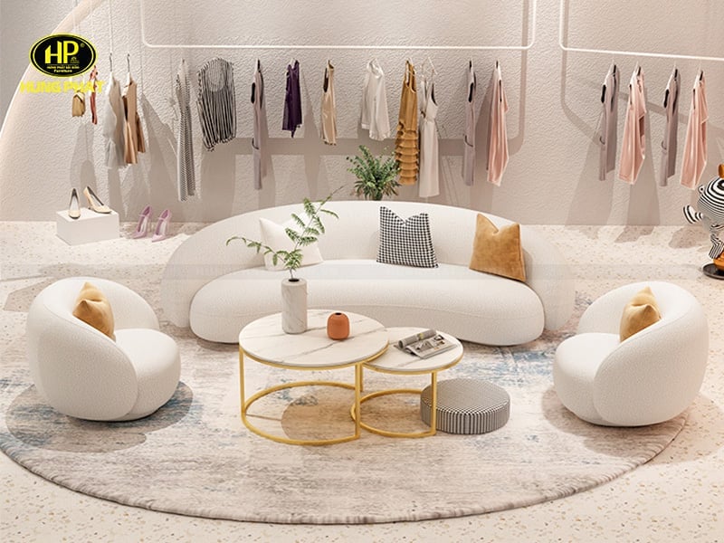 ghế sofa hàn quốc dáng cong trắng h-309