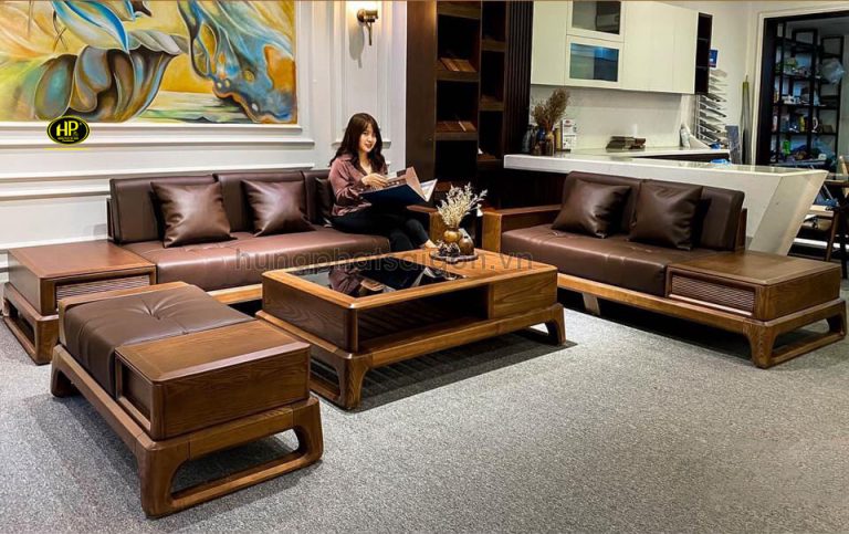 Sofa gỗ sồi nhập khẩu hiện đại tại Nhà Bè