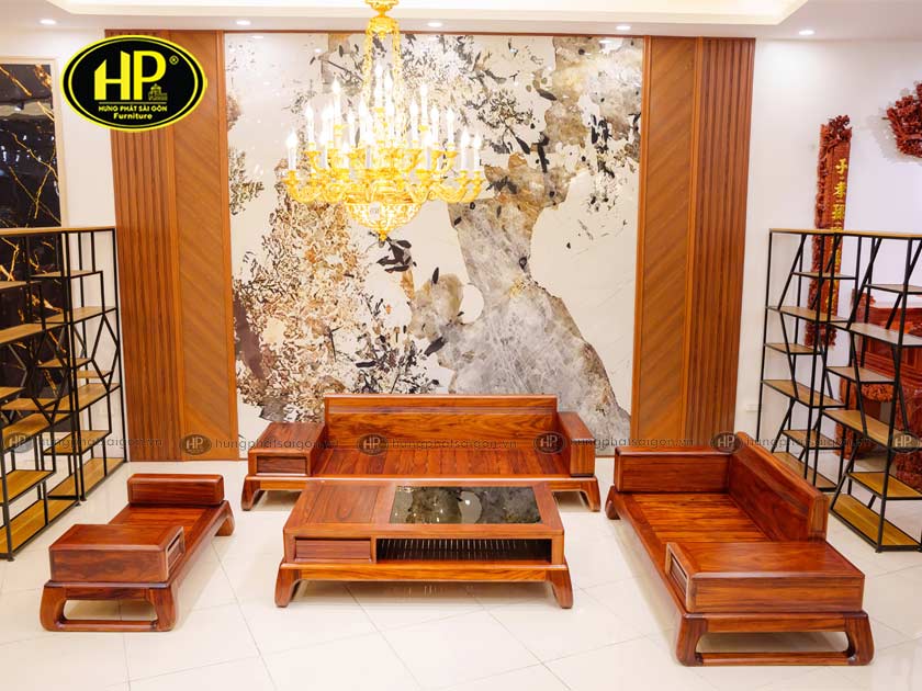Sofa gỗ hương xám chân quỳ tinh tế HH-49