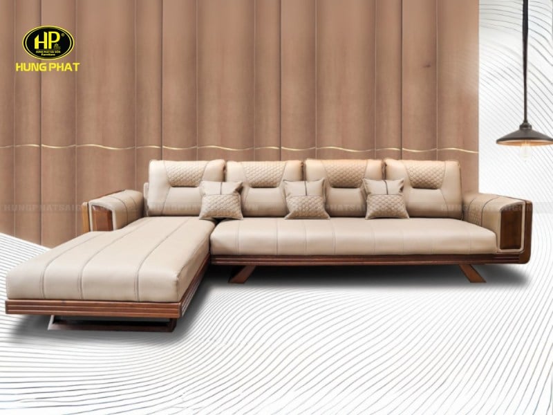 ghế sofa gỗ sồi nga góc l cao cấp hs-888a