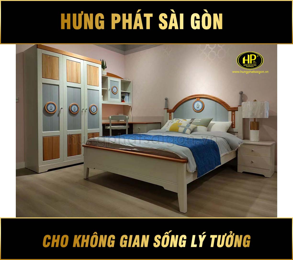 Bộ Giường Tủ Bàn Học Cho Bé Nhập Khẩu GT-702