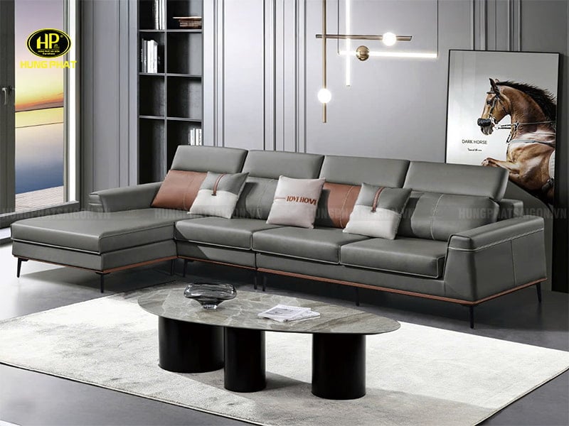 sofa góc phòng khách vải nỉ giả da td-6019