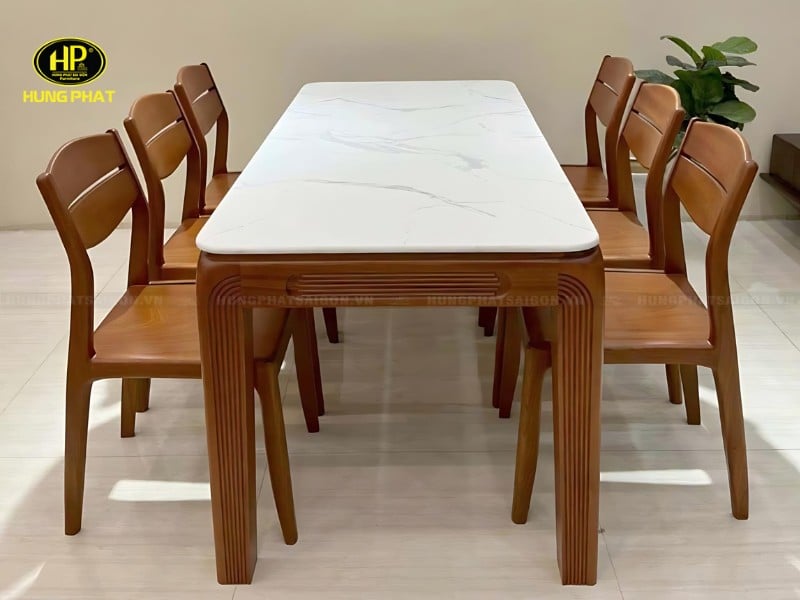 combo bàn ghế nhà ăn gỗ xoan đào tm-09