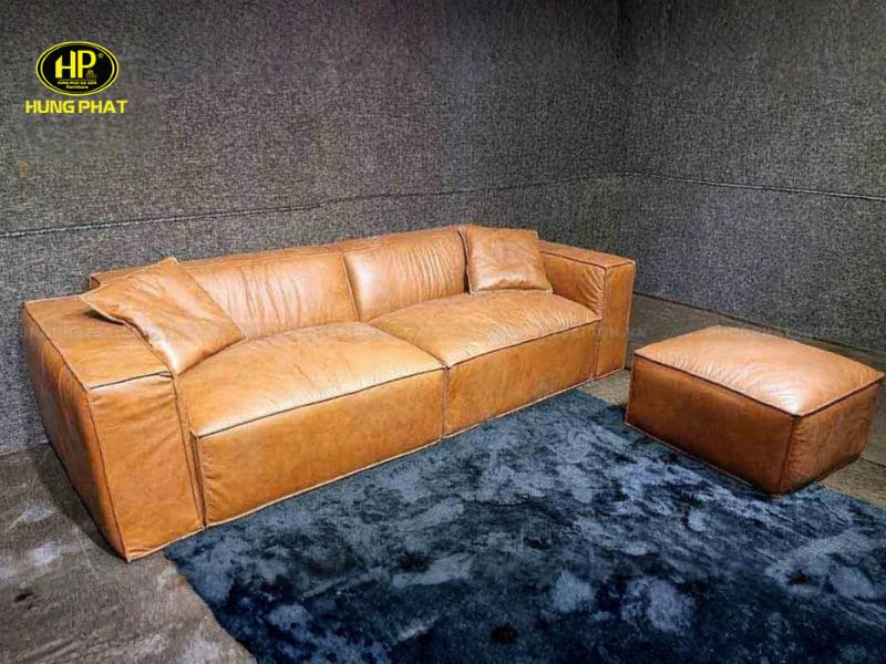 bộ sofa băng hiện đại màu da bò h-44