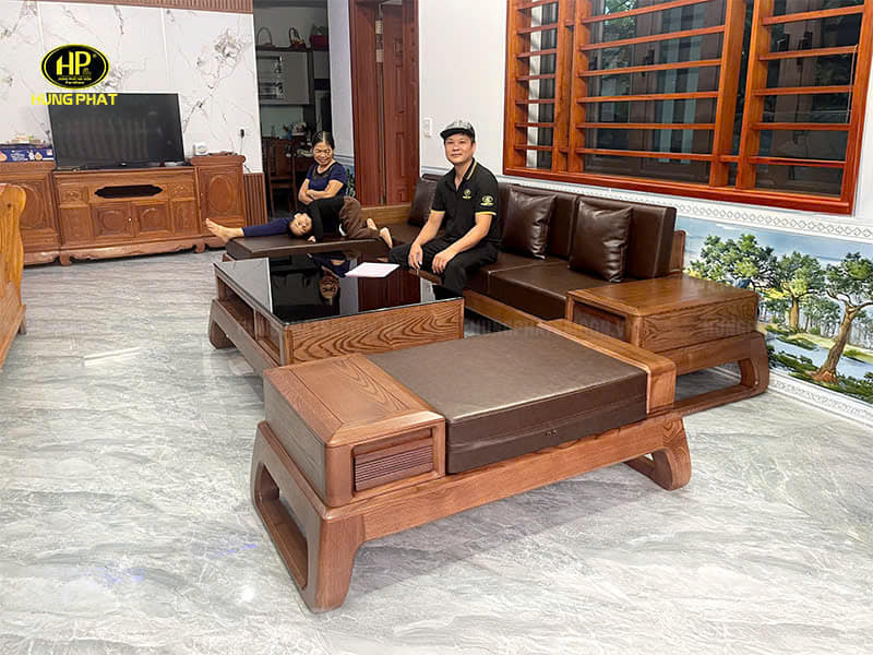 bộ sofa gỗ sồi hiện đại hs-23