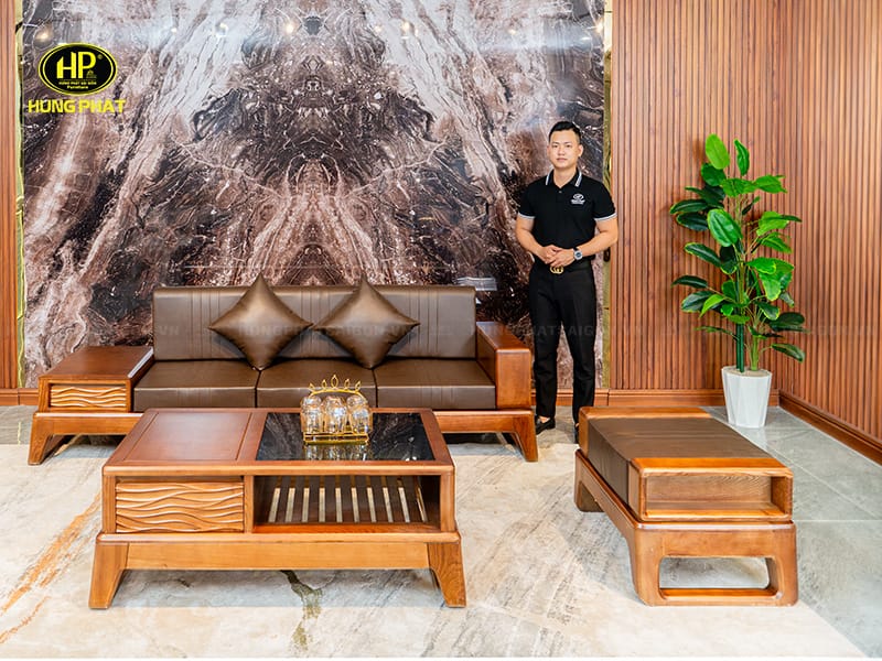 bộ sofa gỗ sồi nga hs-23