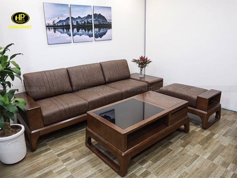 ghế sofa gỗ sồi nga mẫu mới nhất hs-23