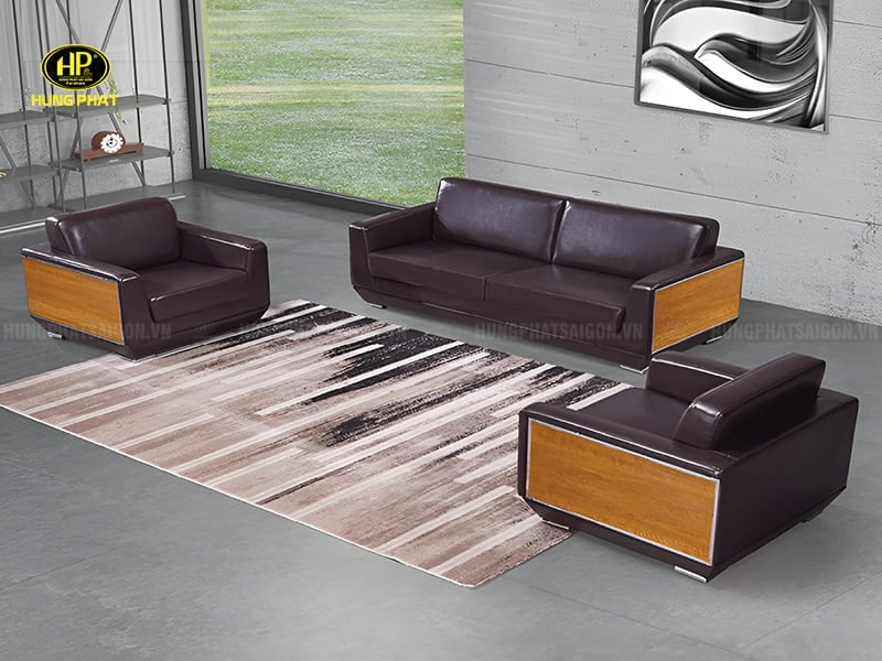 sofa da văn phòng hiện đại h-31