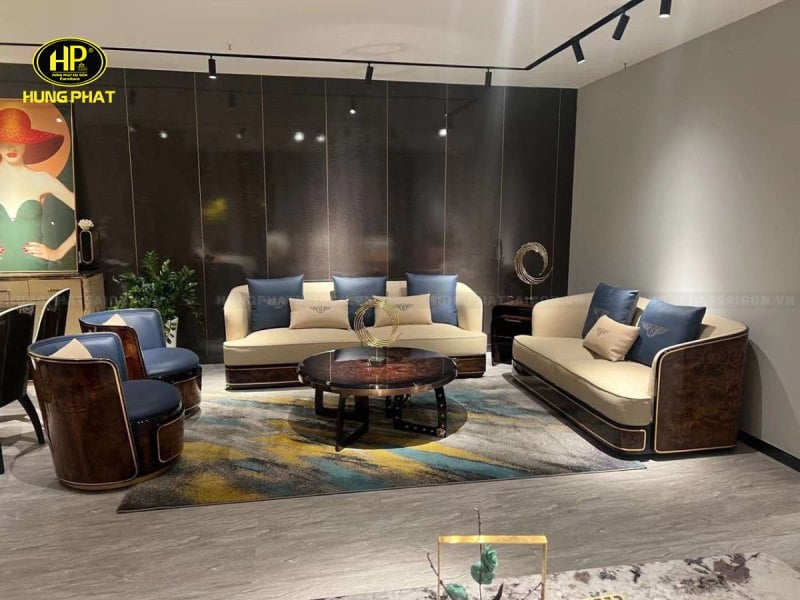 sofa phòng khách da bò ý cao cấp sf-7020