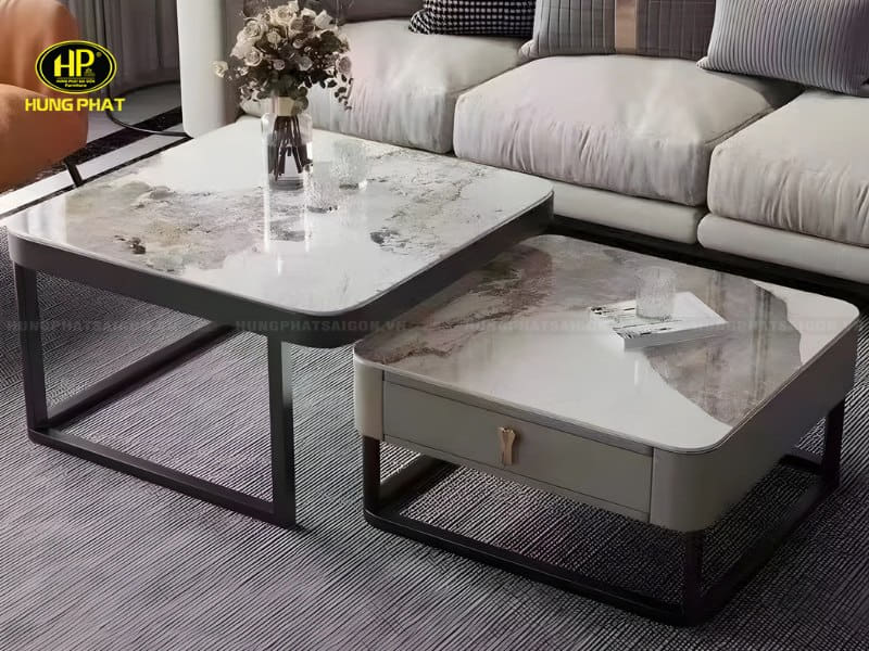 bàn sofa đôi mặt vuông hiện đại bt-831