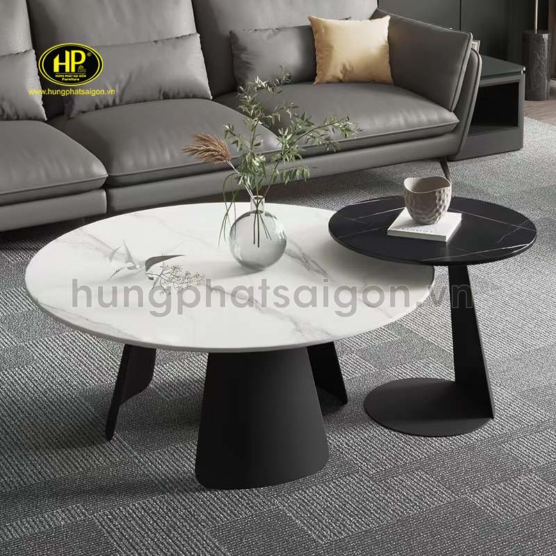 Bàn Trà Kép Mặt Đá Tròn BT-301