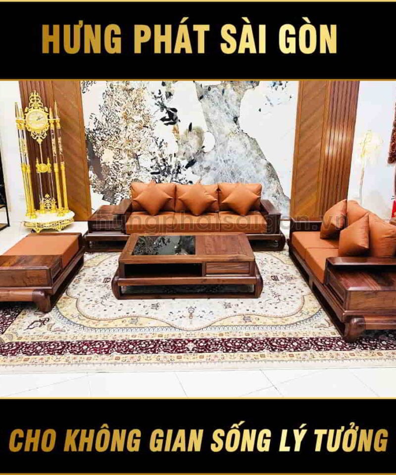 sofa gỗ óc chó cao cấp HO-51