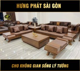Bộ Sofa Gỗ Sồi Nhập Khẩu Cao Cấp HS-53