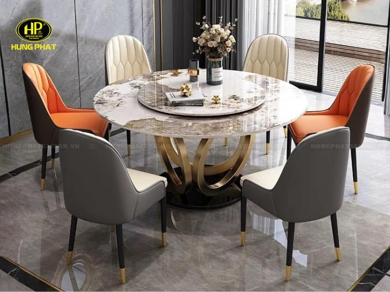 bộ bàn ăn tròn hiện đại sang trọng y-716