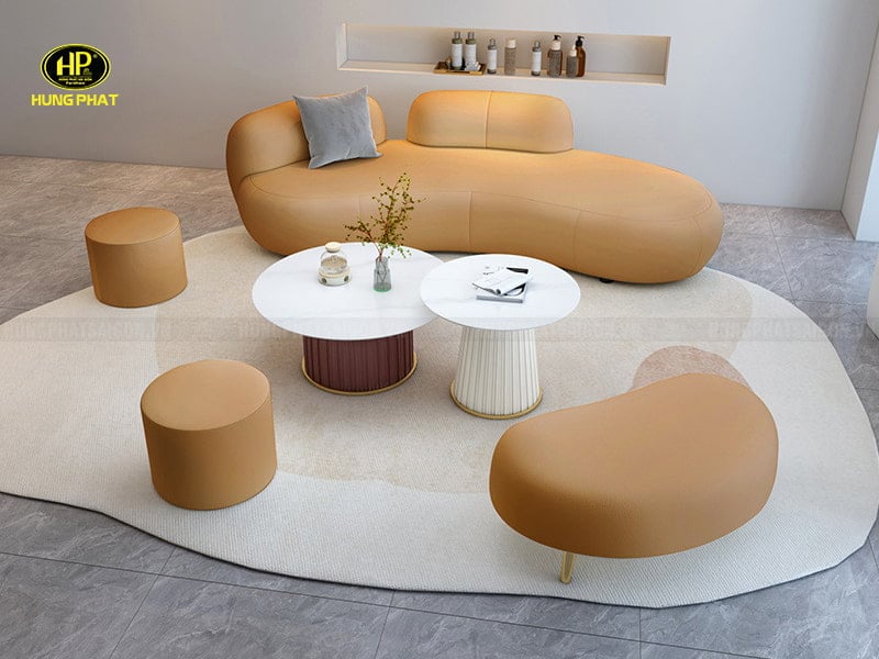 bộ sofa băng cong hàn quốc kèm ghế đơn h-83