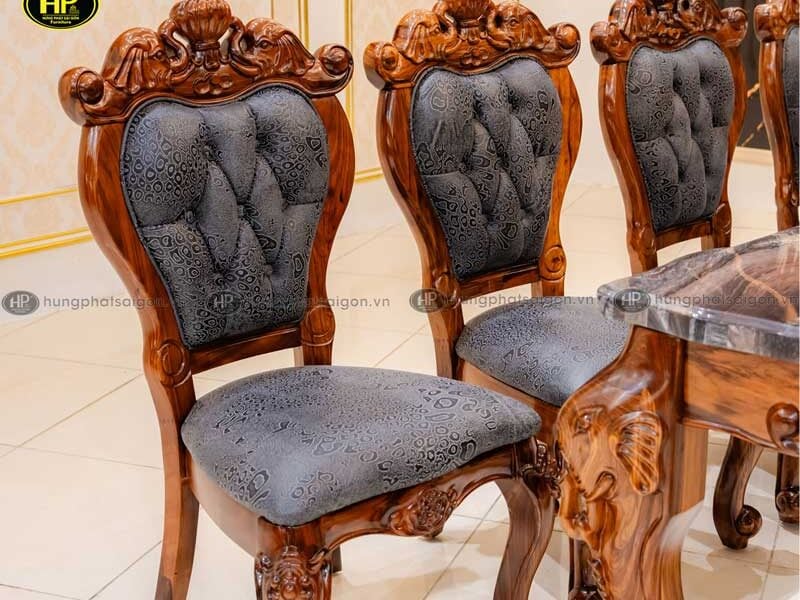 Bộ bàn ăn 8 ghế mặt đá tự nhiên cao cấp BA-W-027