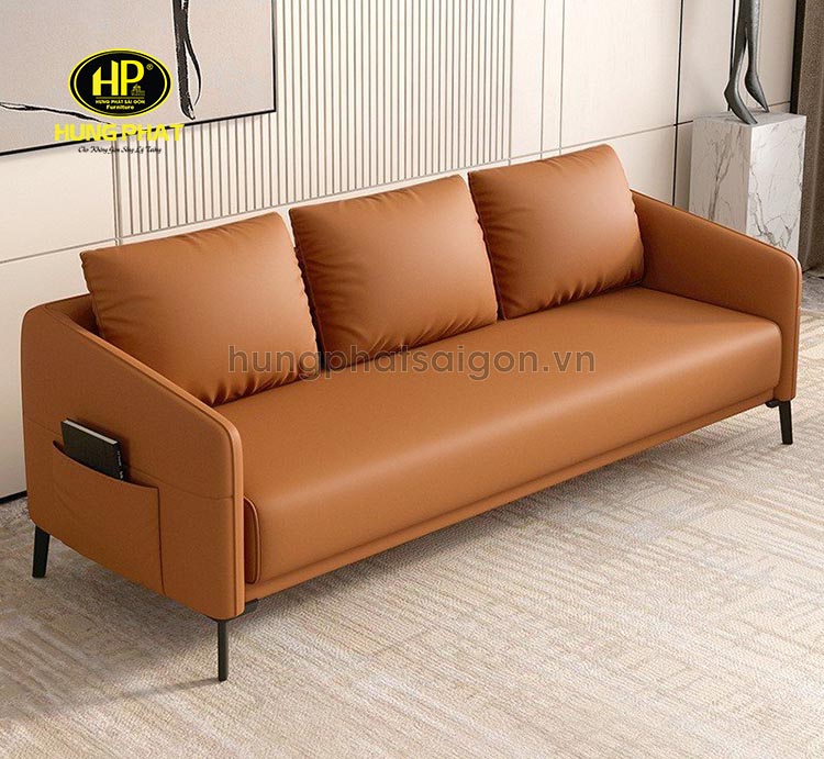 sofa da hiện đại màu nâu H-191