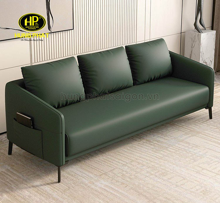 sofa da hiện đại màu xanh H-191