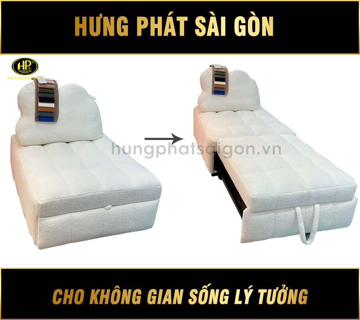 Sofa giường vải lông cừu cao cấp G-38