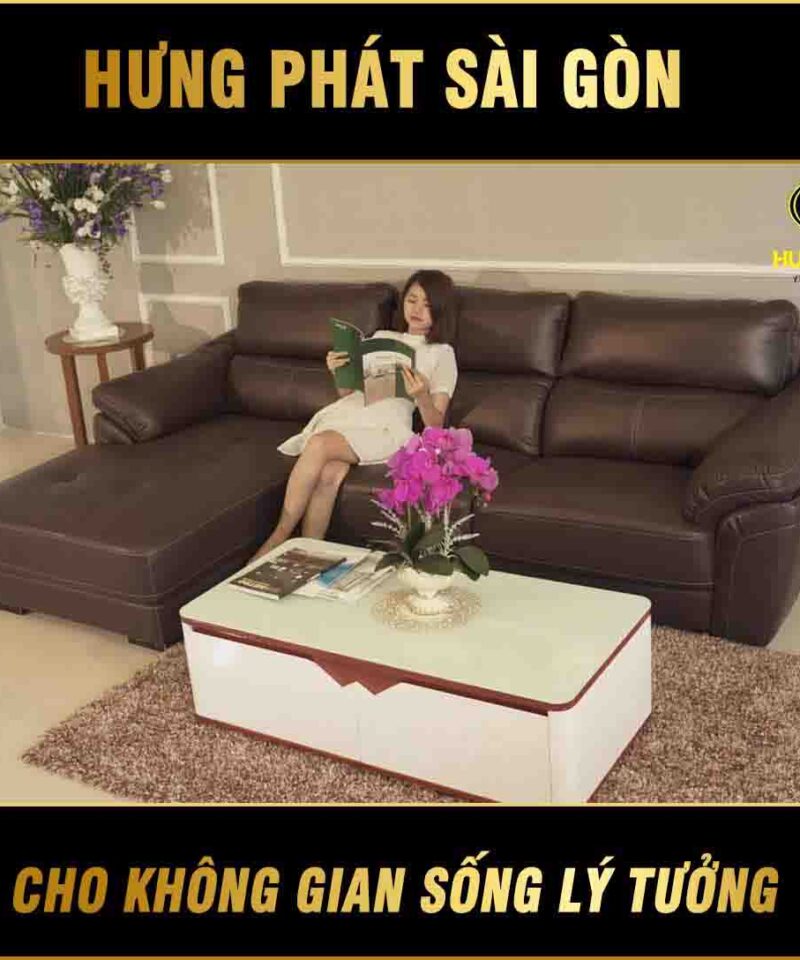 Ghế sofa da góc L cao cấp HV-911