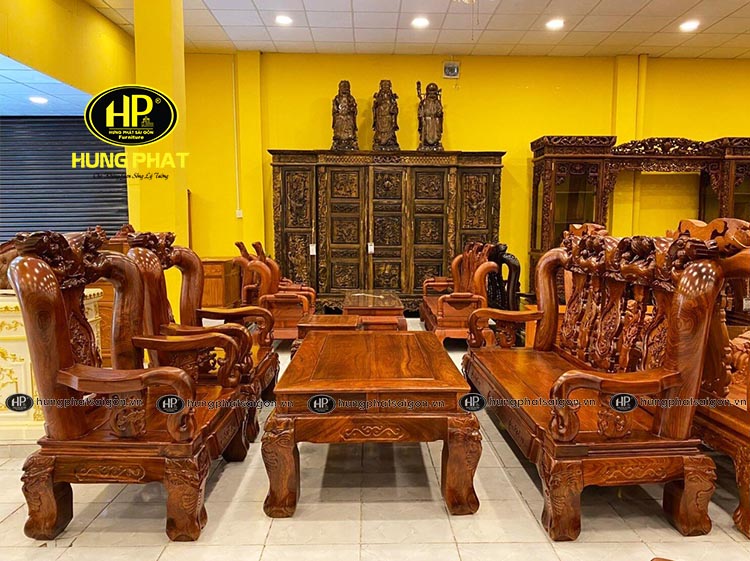 bộ bàn ghế gỗ hương chạm khắc HH-DAO14
